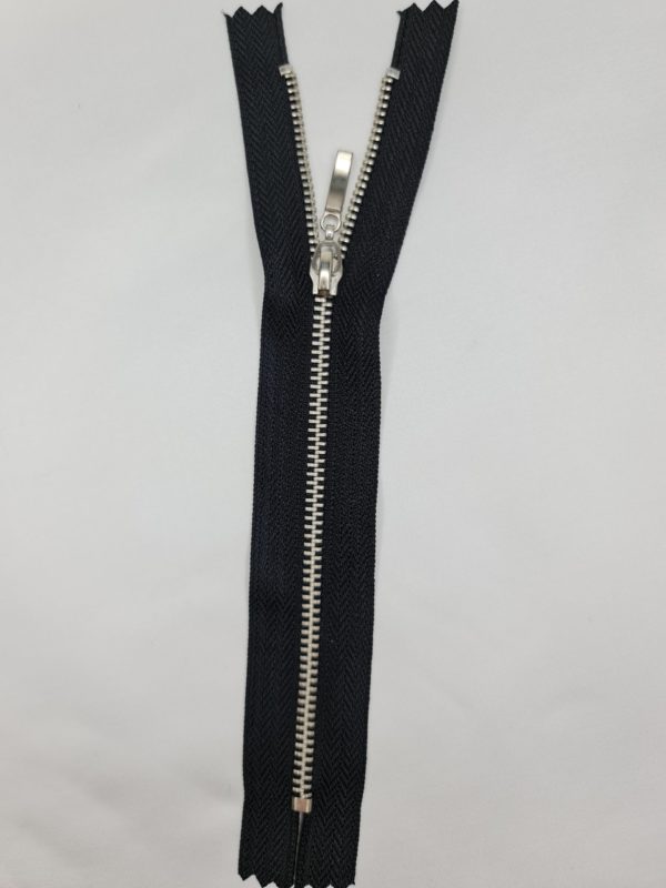 Black and silver jean zip