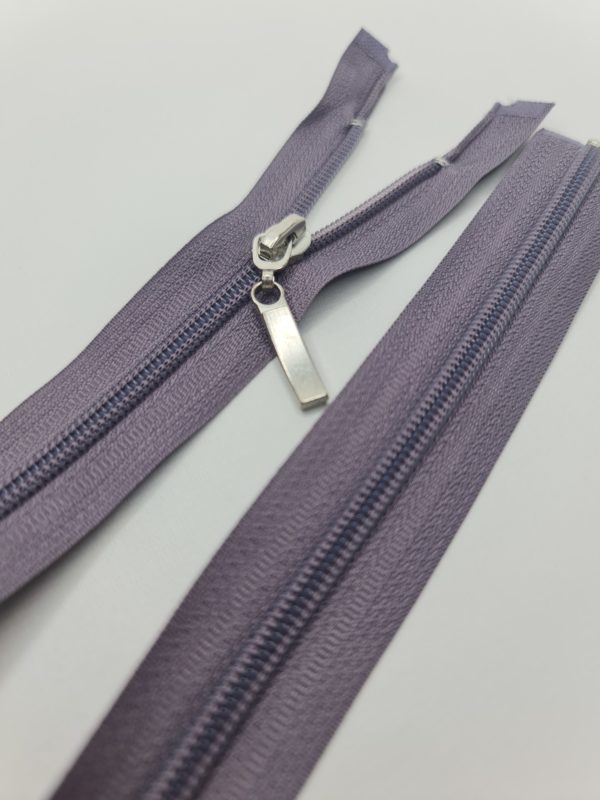 Nylon open end zip - Lavender Silver Runner Size 5 85cm/33"