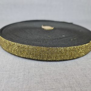 Flat Elastic with a metalic thread black 20mm - gold