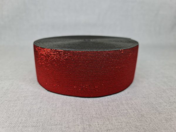 Flat Elastic with a metalic thread black-red 50mm