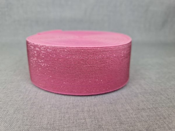 Flat Elastic with a metalic thread 50mm - pink