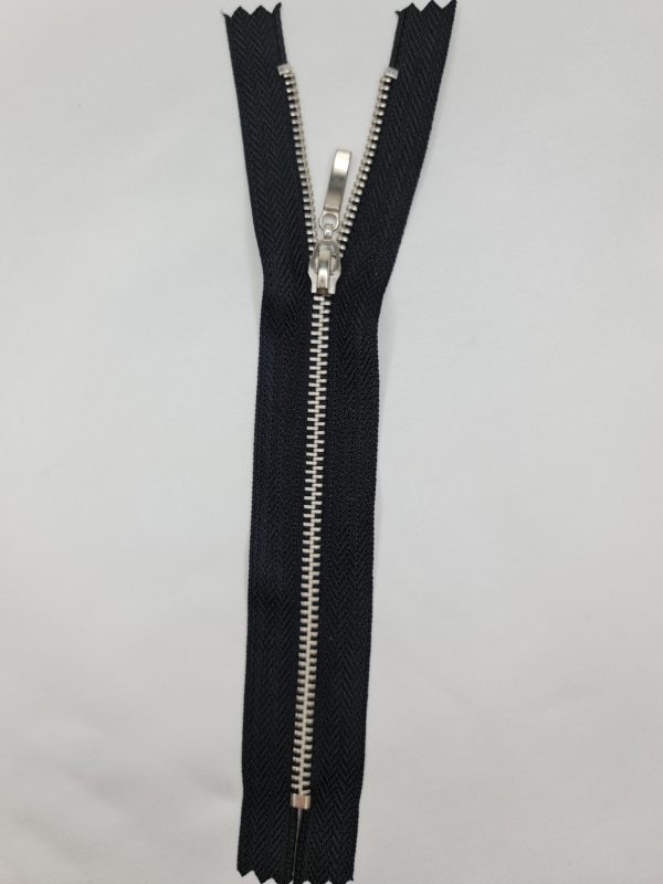Metal jeans zip close end black silver #3
