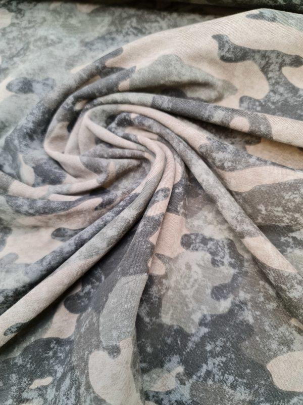 French terry recycled multicolour olive camouflage