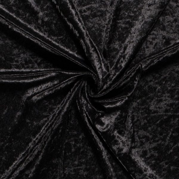 Solid Crushed velvet fabric in black colour