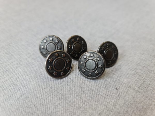 5 x hammer on jeans/denim buttons in black colour 16mm